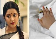 চিকিৎসা শেষে হাতে ব্যান্ডেজ নিয়ে বাসায় ফিরেছেন পরীমণি